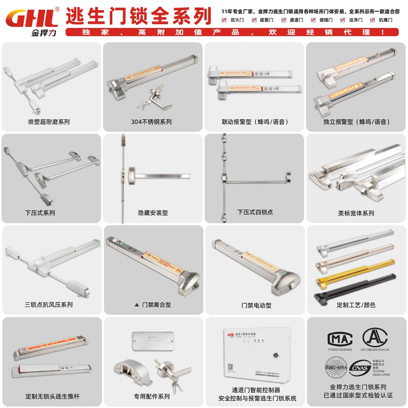 消防推桿鎖逃生門鎖全系列 平推式防火門鎖 可選聯(lián)動(dòng)報(bào)警電動(dòng)門禁功能 金捍力