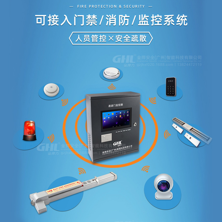 門禁型報警逃生門鎖控制系統(tǒng) 防火門消防聯(lián)動門禁系統(tǒng) 金捍力