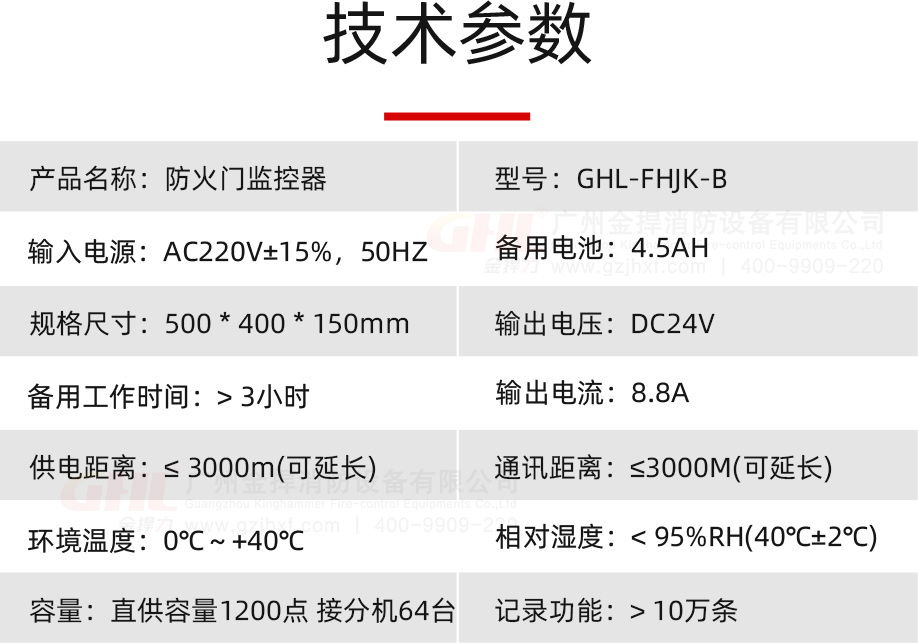 金捍力新款防火門監(jiān)控器技術參數