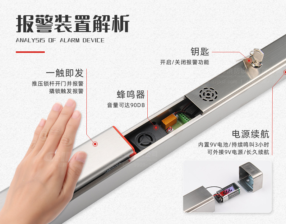 金捍力蜂鳴報警逃生門鎖報警裝置解析