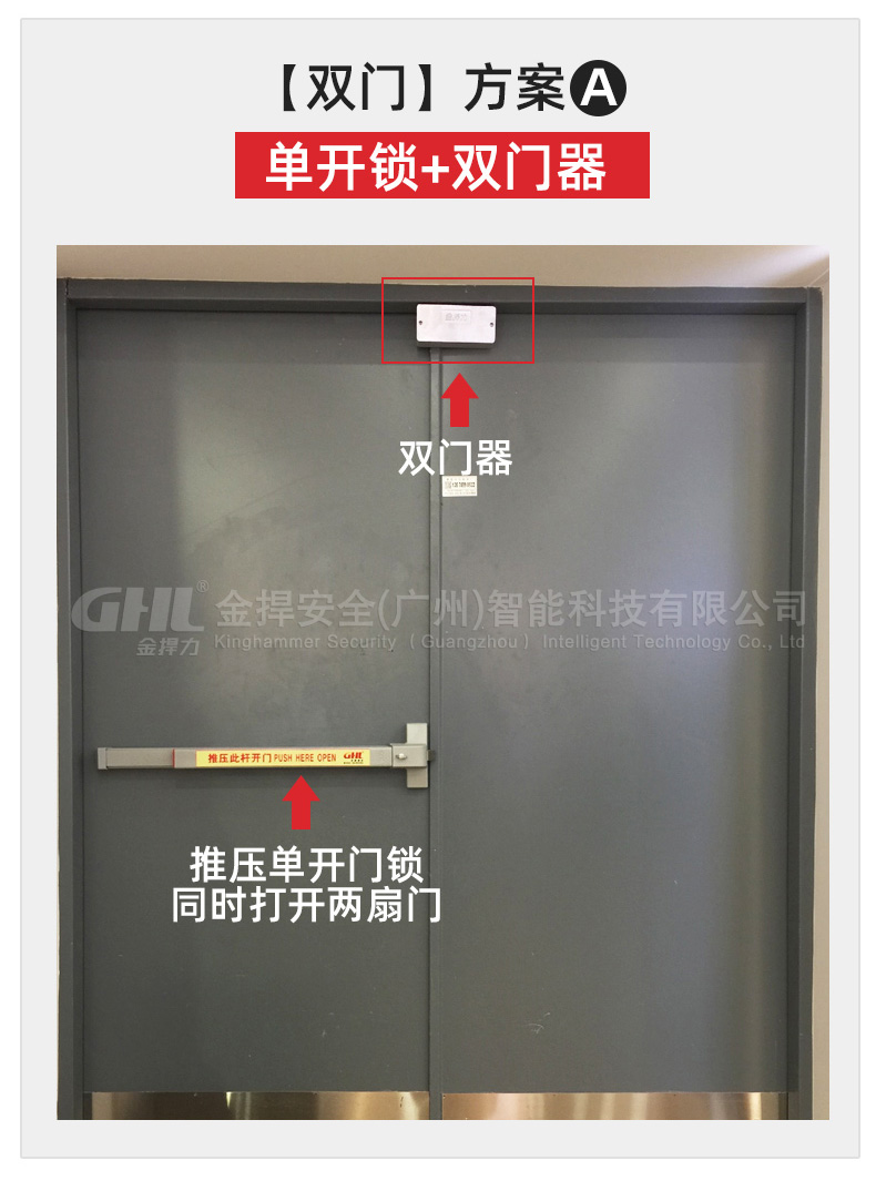 雙門方案：?jiǎn)伍_推桿鎖加雙門器安裝