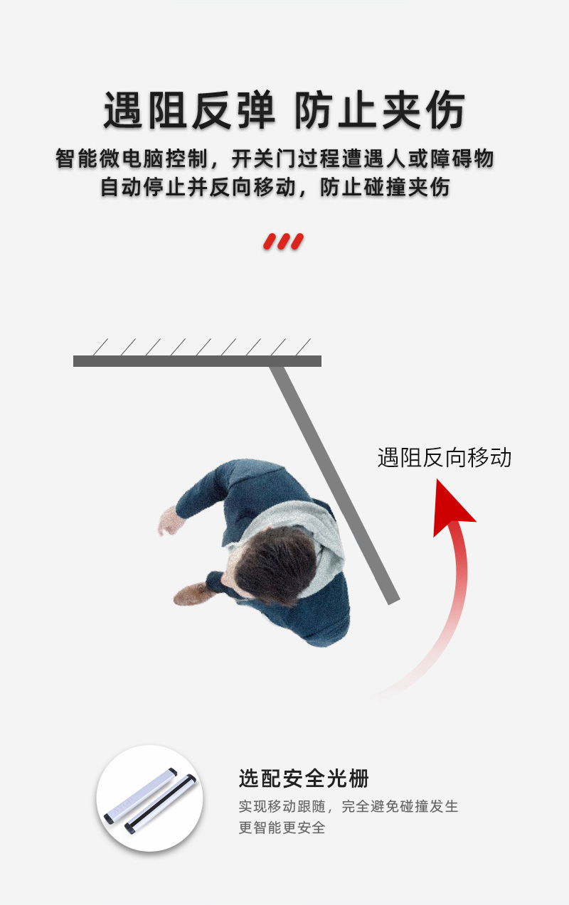 遇阻反彈，防止夾傷